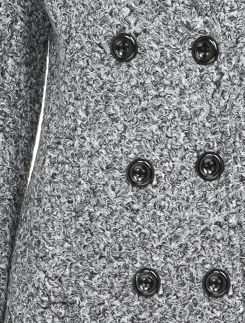Manteau mi-long à pans croisés effet laine bouclée - Gris foncé - 3