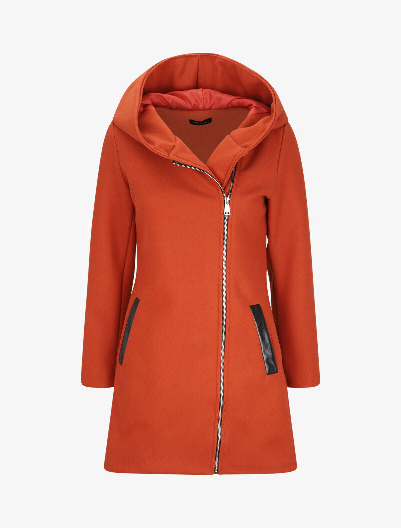 Manteau à capuche et à zip asymétrique - Orange - 4