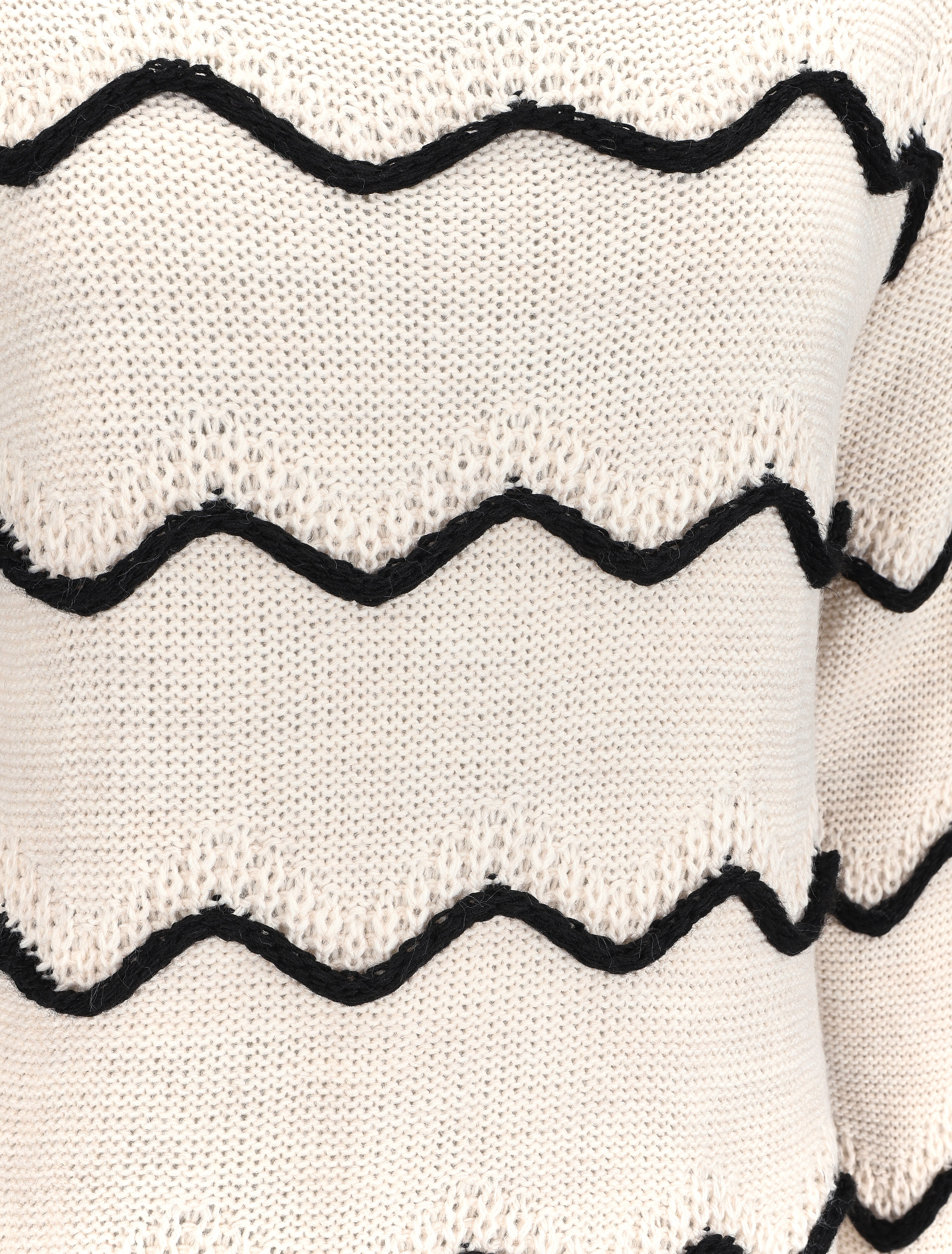 Pull à col bateau et rayures style vagues - Beige - 3