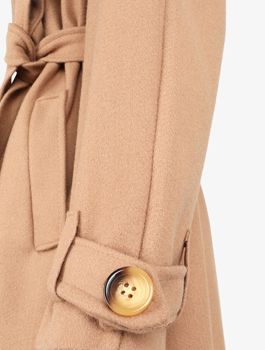 Manteau long à pans croisés et manches raglan - Beige - 3