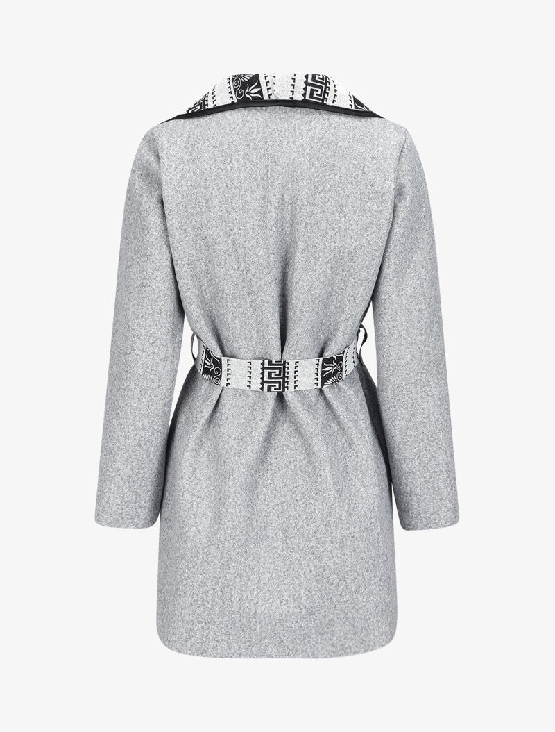 Manteau à col châle imprimé aztèques - Gris chiné - 2