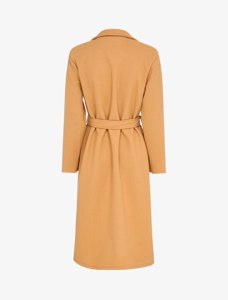 Manteau long croisé à poches plaquées - Beige foncé - 2