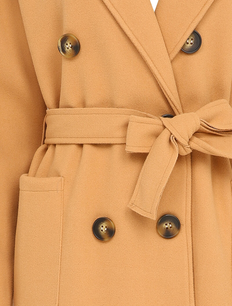 Manteau long croisé à poches plaquées - Beige foncé - 3