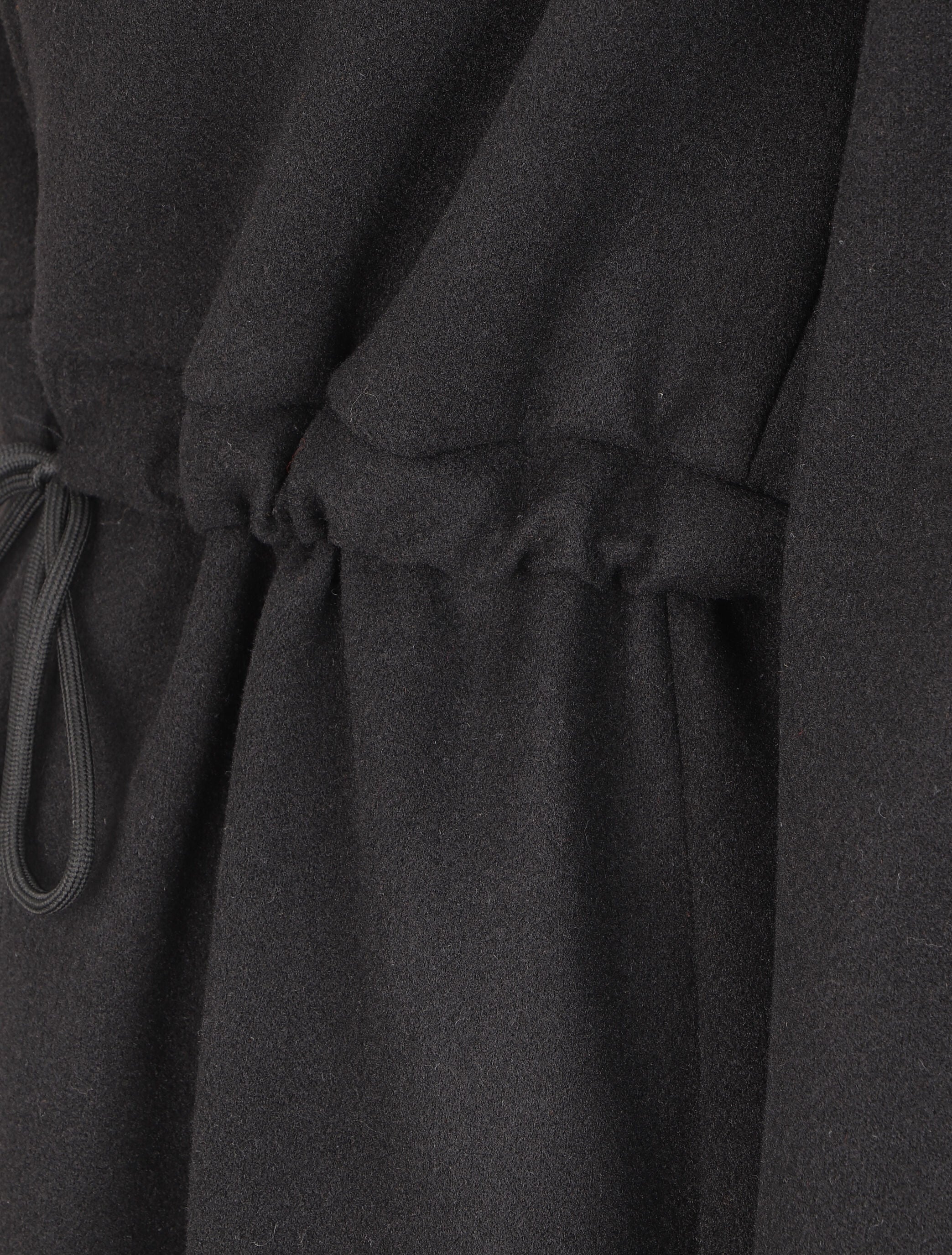 Manteau long à liens de serrage et capuche - Noir - 3