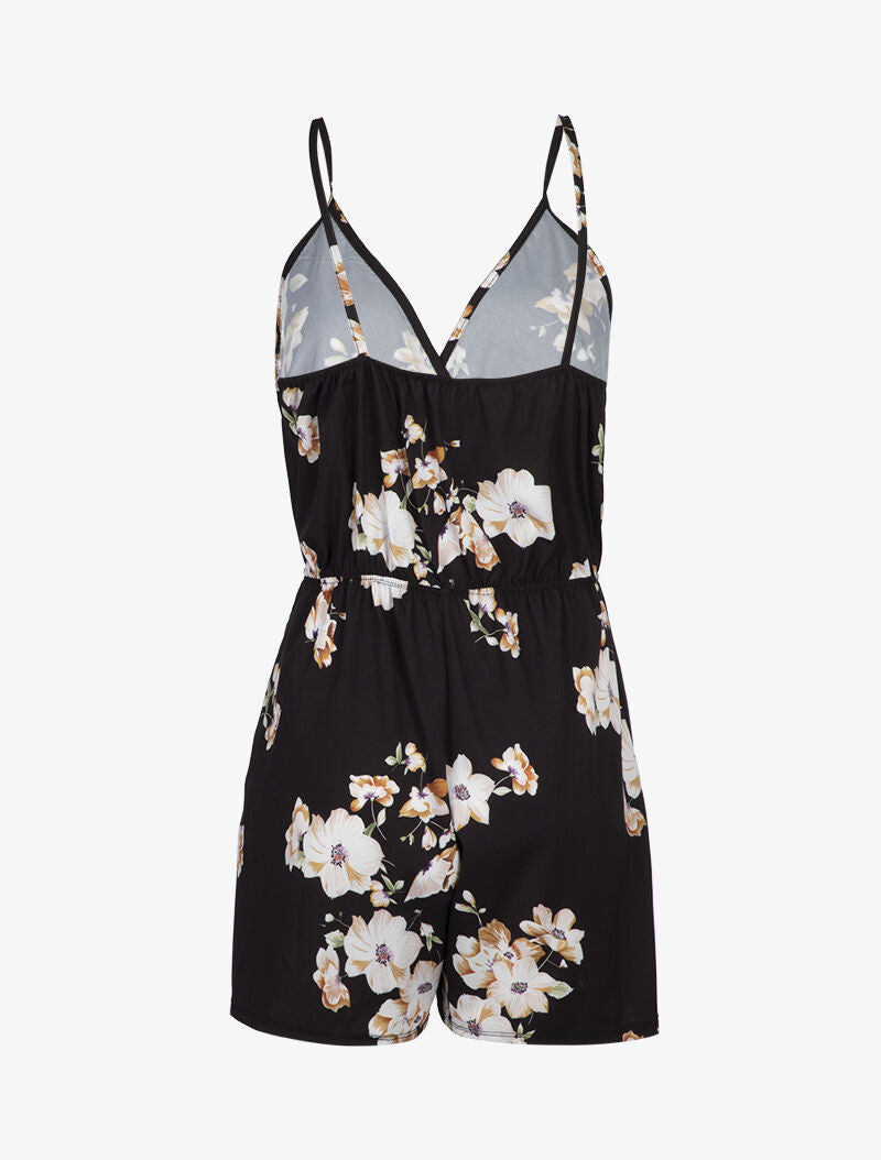 Combishort à imprimé floral - Noir - 2