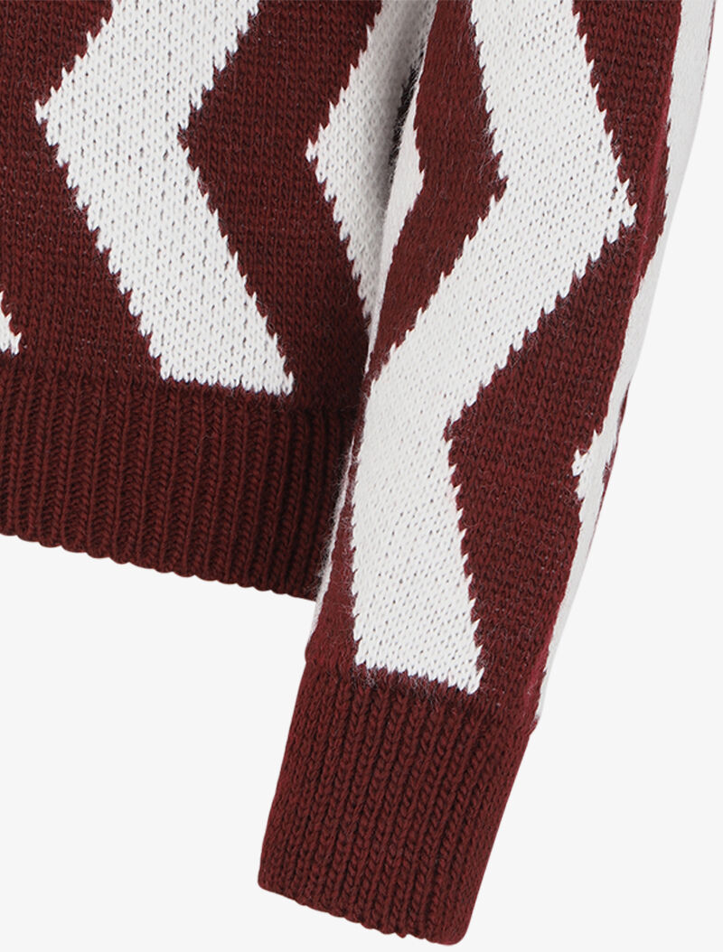 Pull à motif zig zag - Bordeaux/blanc - 3