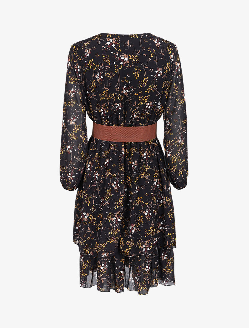Robe cache-coeur à imprimé petites fleurs - Noir - 2