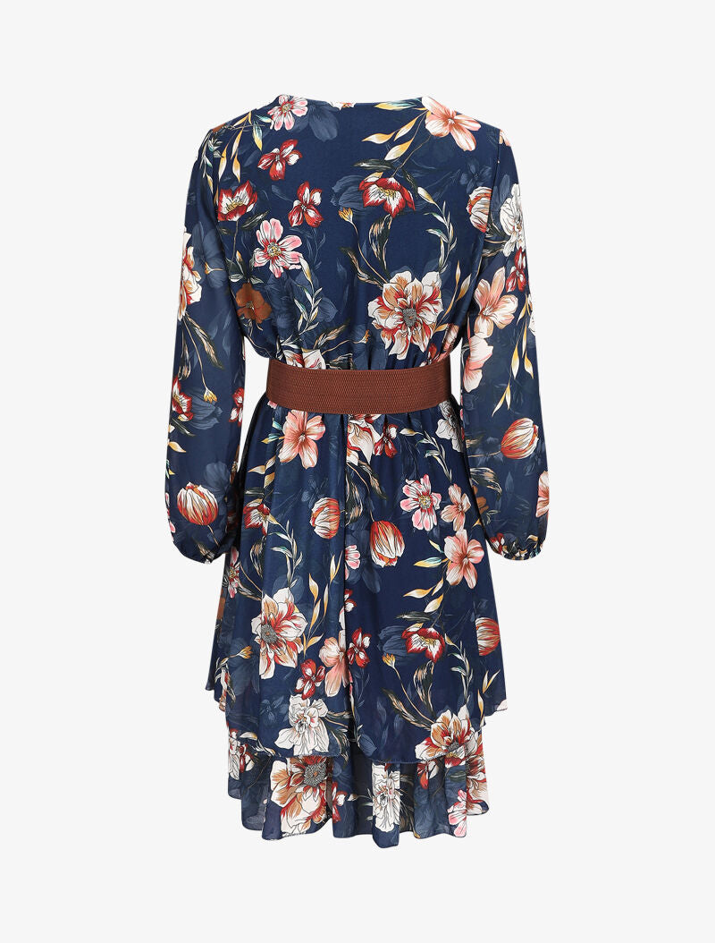 Robe cache-coeur à motif floral - Bleu - 2