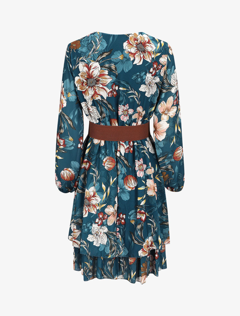 Robe cache-coeur à motif floral - Bleu canard - 2