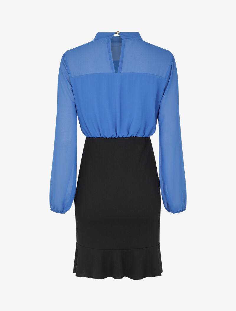 Robe coupe droite volantée - Bleu - 2