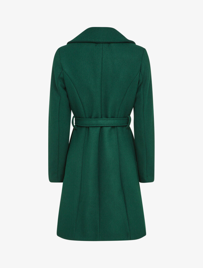 Manteau mi-long ceinturé - Vert sapin - 2