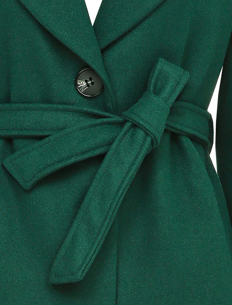 Manteau mi-long ceinturé - Vert sapin - 3