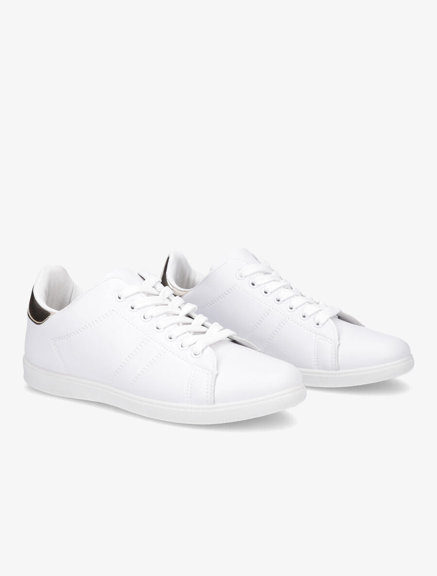 Sneakers blanc et or - noir/blanc - 4
