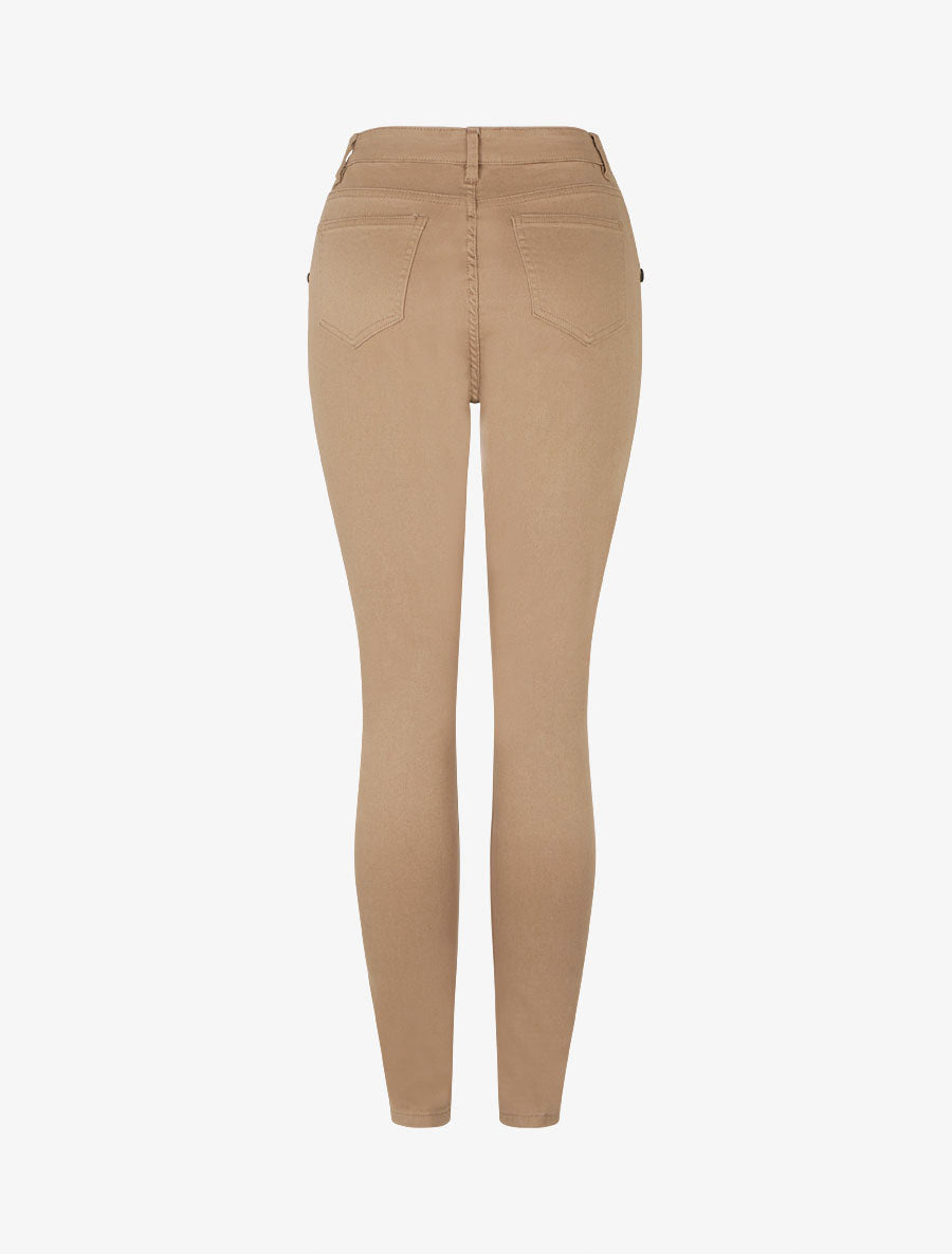 Jean skinny taille haute à poches boutonnées - Camel - 2