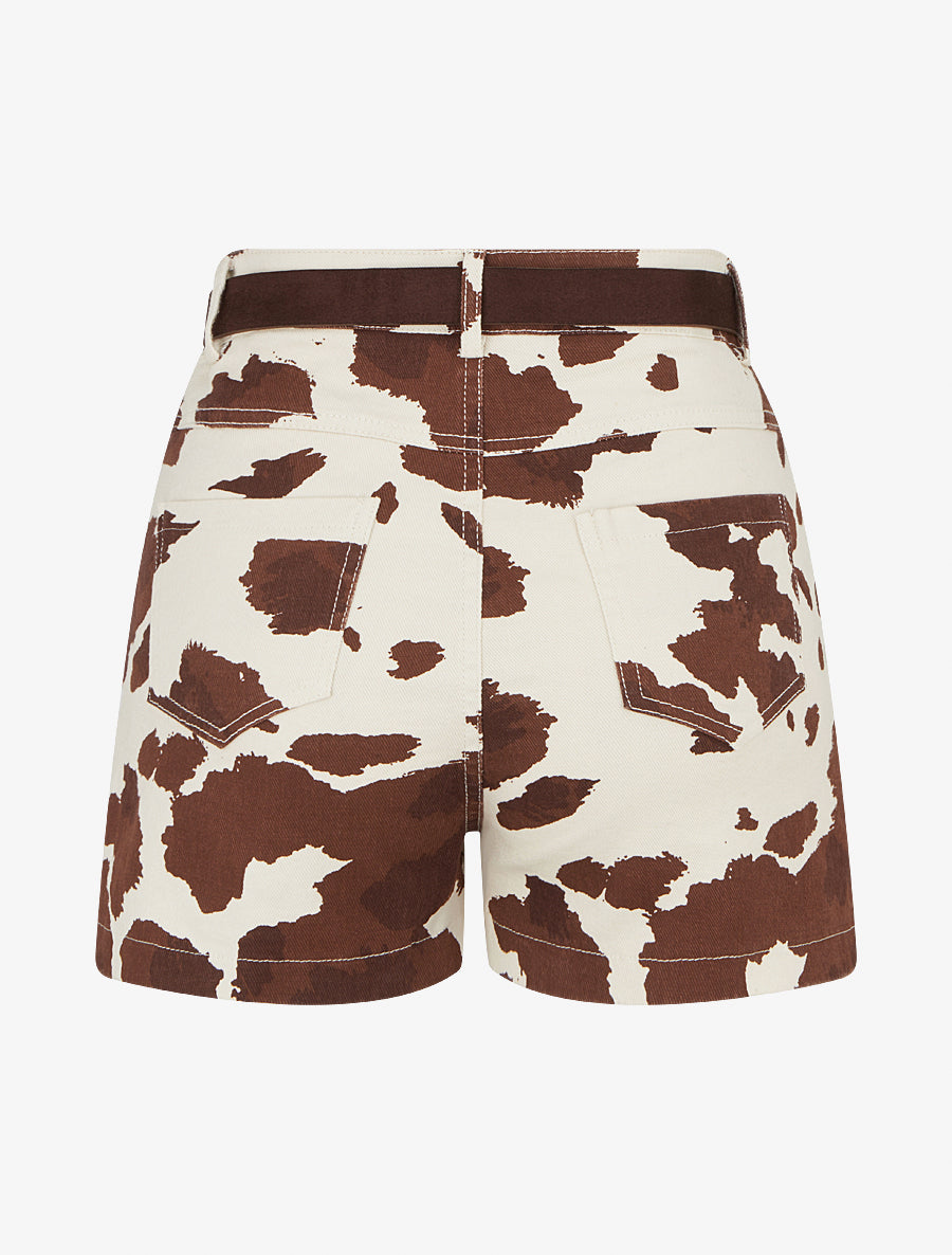 Short taille haute imprimé vache - Beige - 2