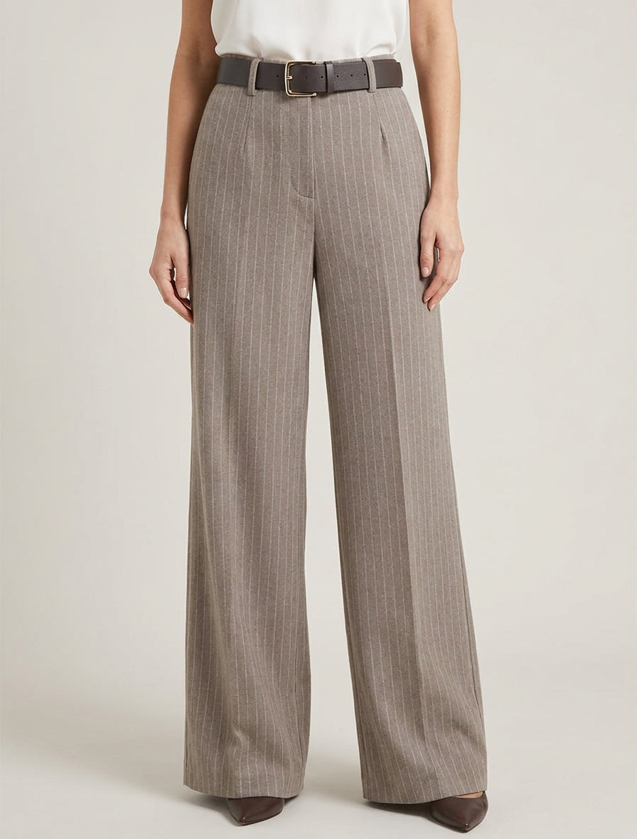 Hoge taille wijde broek met strepen - Mol
