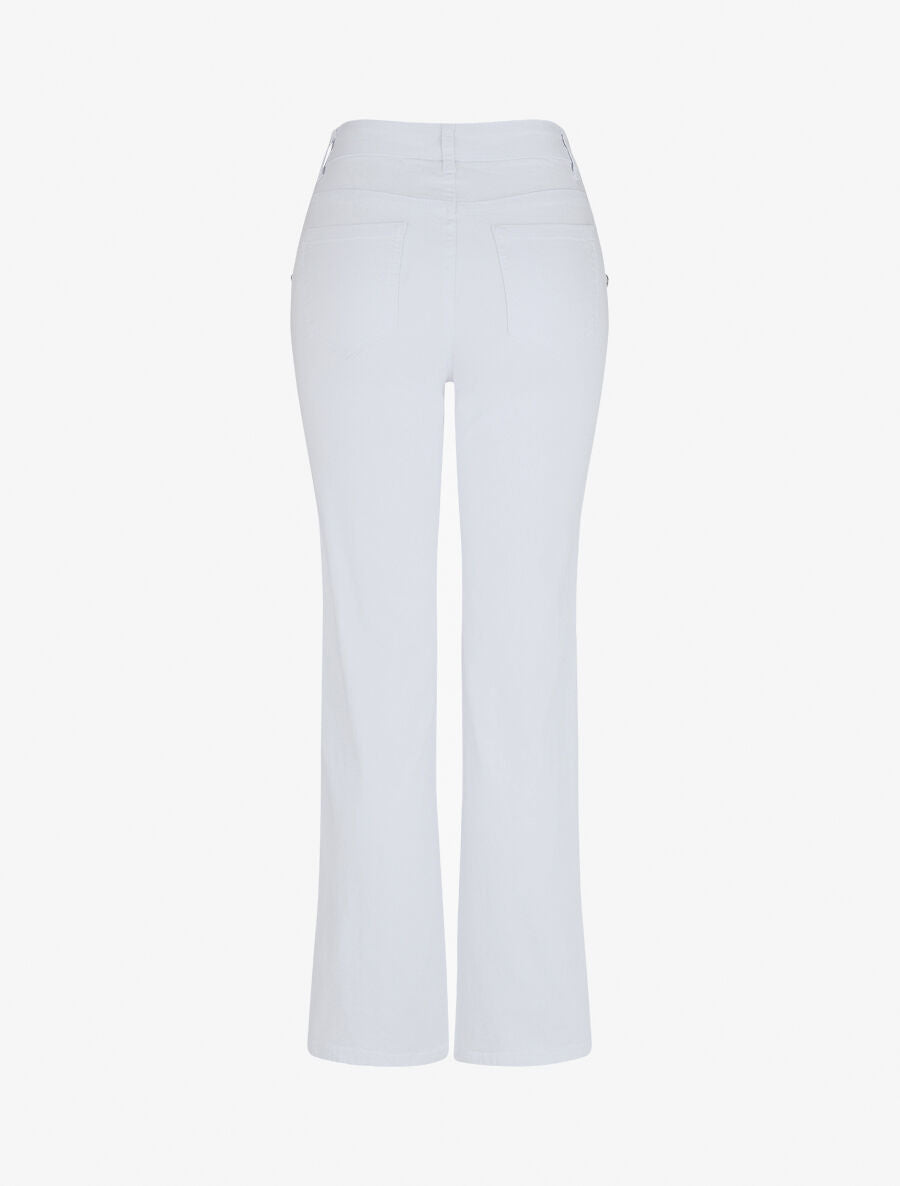 Jean à boutons sur les côtés coupe droite - Blanc - 2