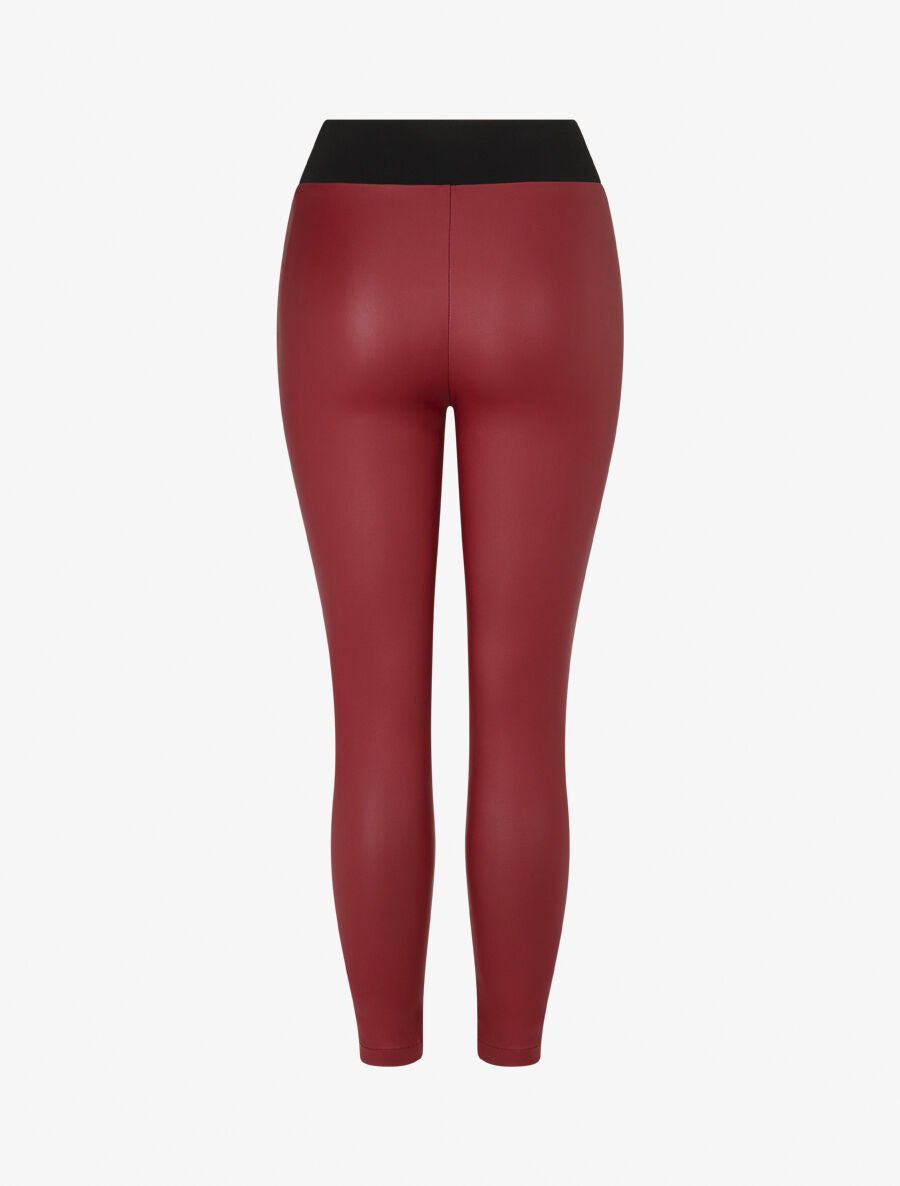 Legging uni en simili élastiqué - Bordeaux - 2