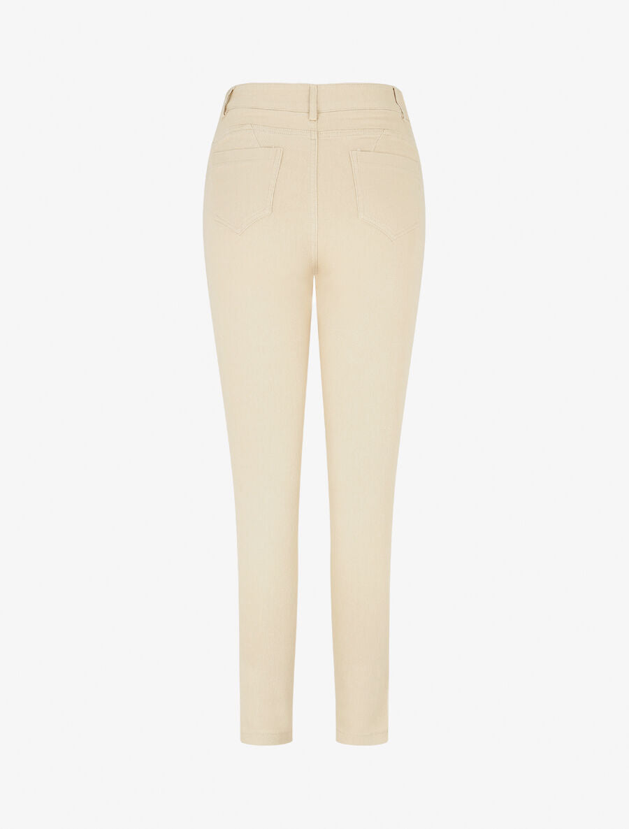 Jean taille haute coupe slim - Beige - 2
