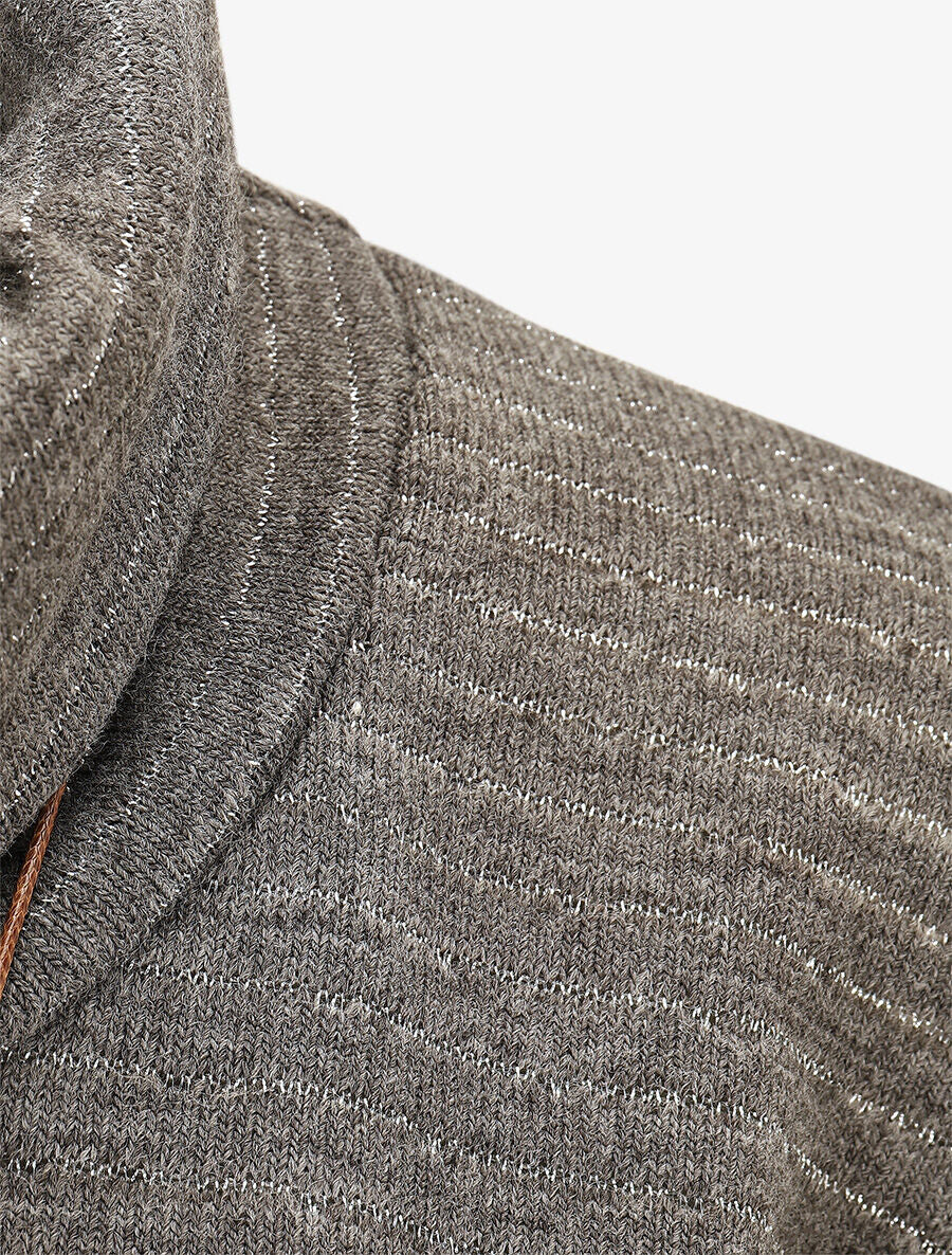 Pull fin à rayures irisées et côtés froncés - Gris - 3