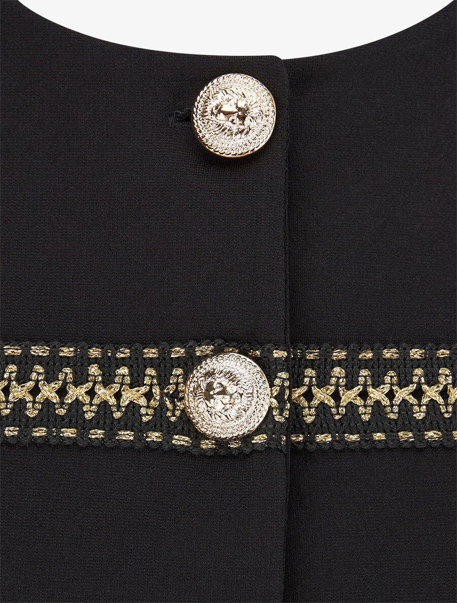 Veste courte à bandes stylisées dorées - Noir - 3