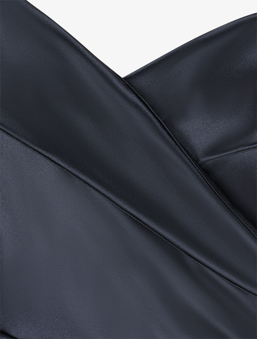 Robe longue fendue à col V - Bleu nuit - 3