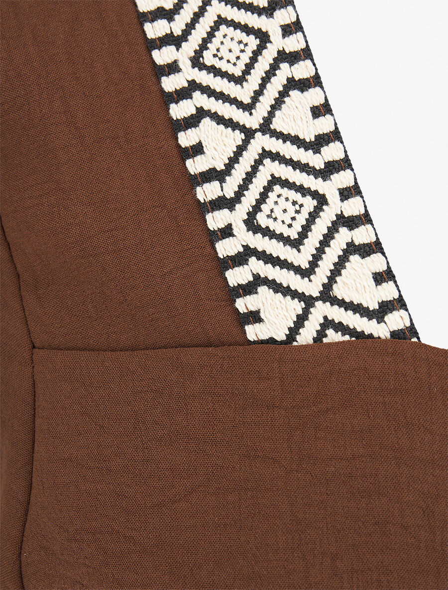 Top à col carré imprimé fantaisie - Marron - 3