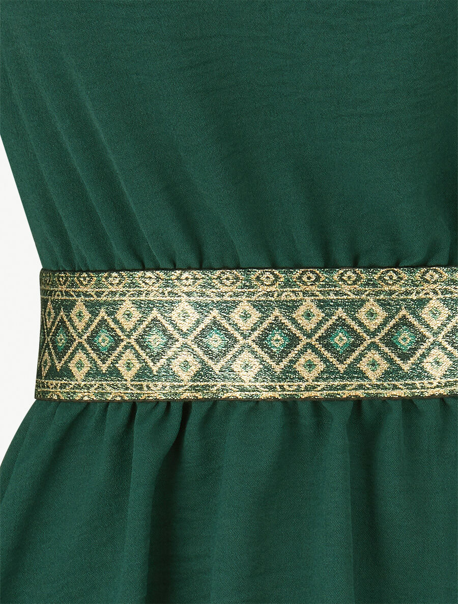 Blouse élastiquée à bande irisée - Vert sapin - 3