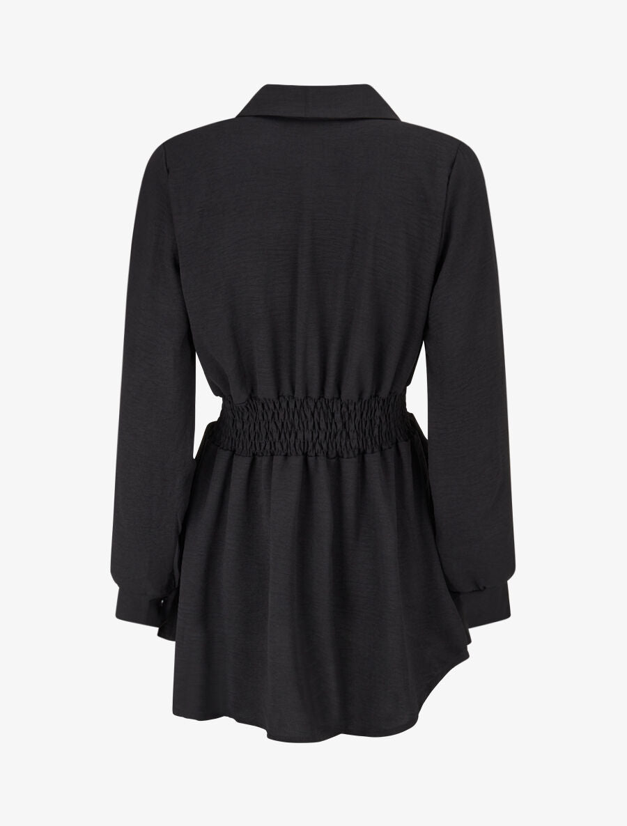 Chemise à taille élastiquée - Noir - 2