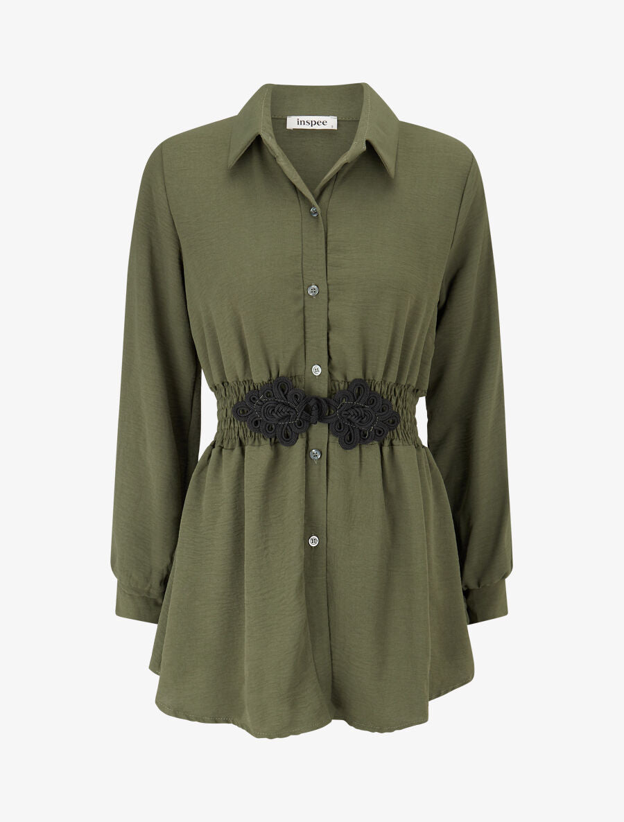 Chemise à taille élastiquée - Kaki - 1