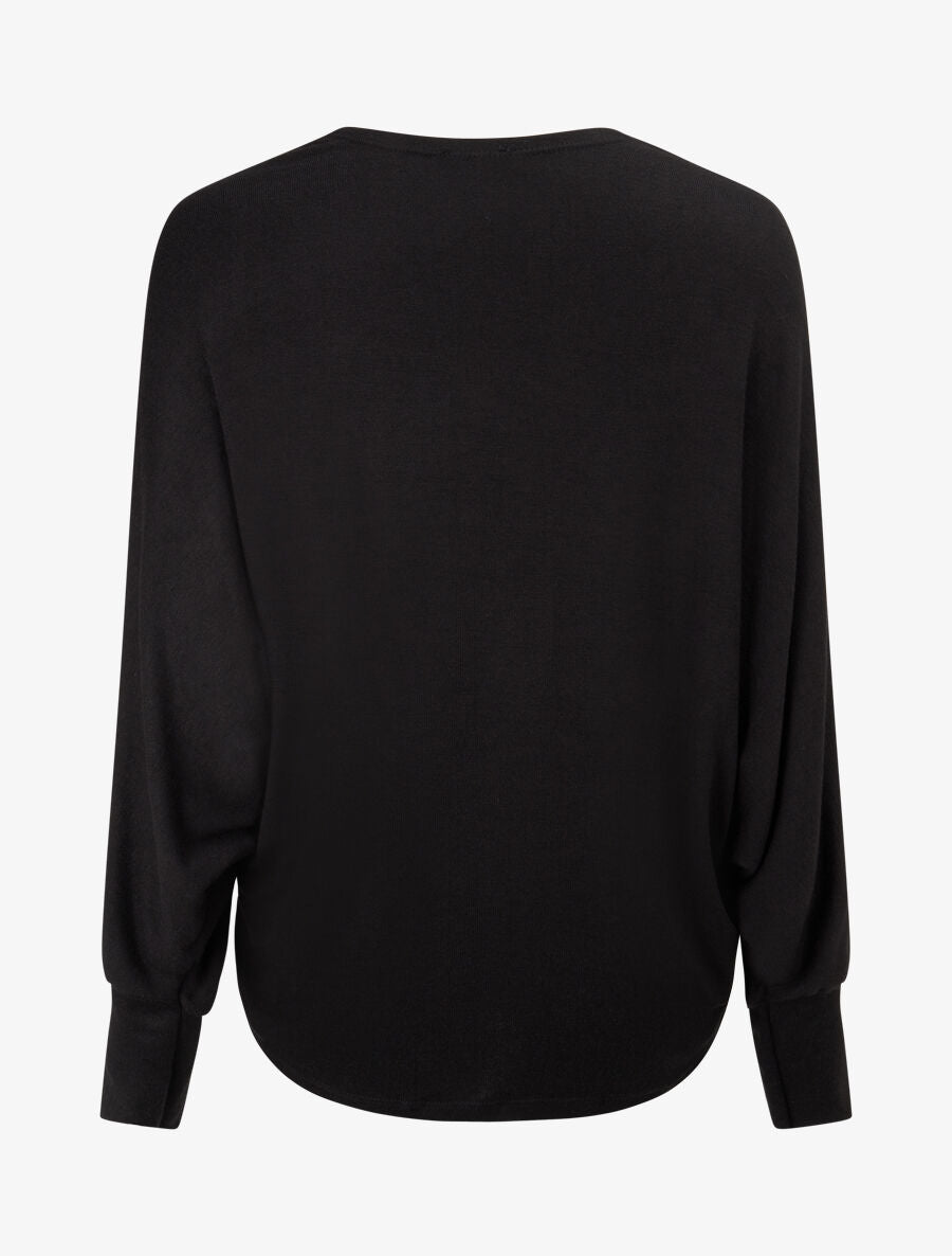 Gilet uni à manches dolman - Noir - 2