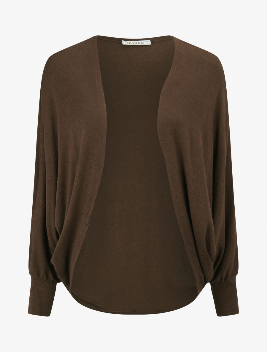Gilet uni à manches dolman - Marron - 5