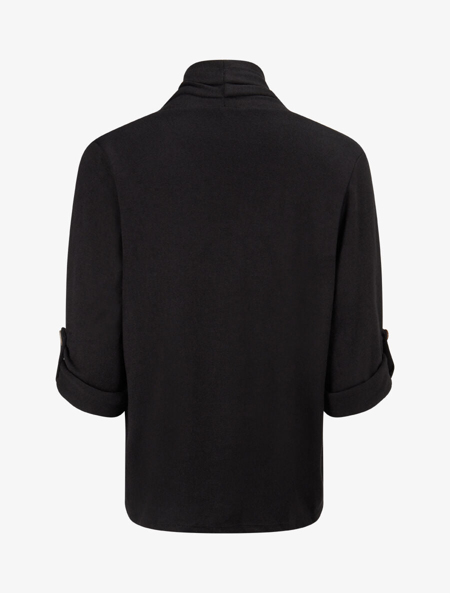 Gilet long uni à manches retroussables - Noir - 2