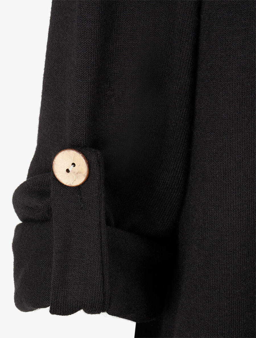 Gilet long uni à manches retroussables - Noir - 3