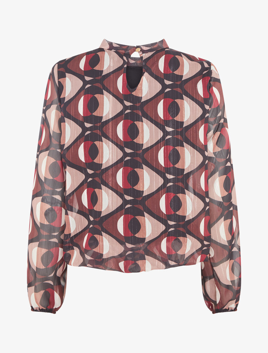 Blouse irisée et imprimé géométrique - Noir - 2
