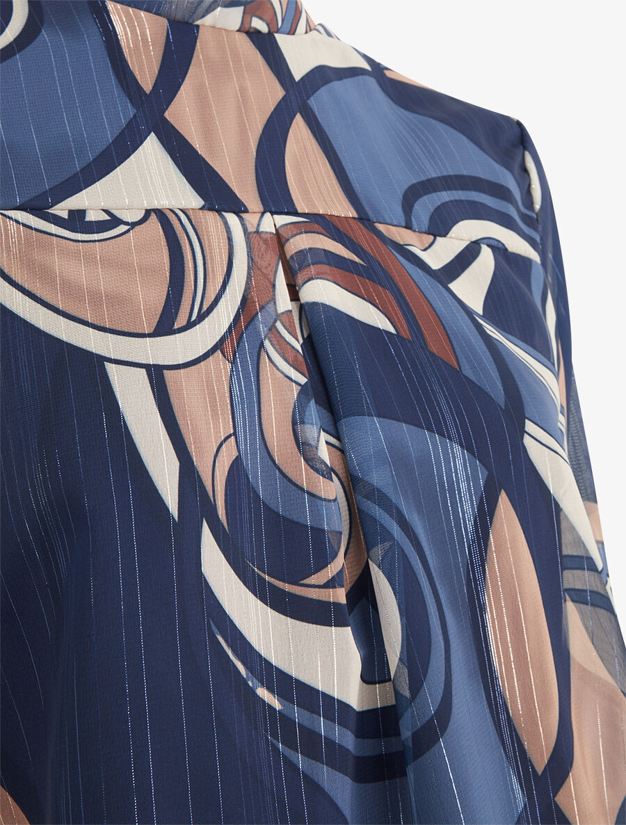 Blouse irisée et imprimé graphique - Marine - 3
