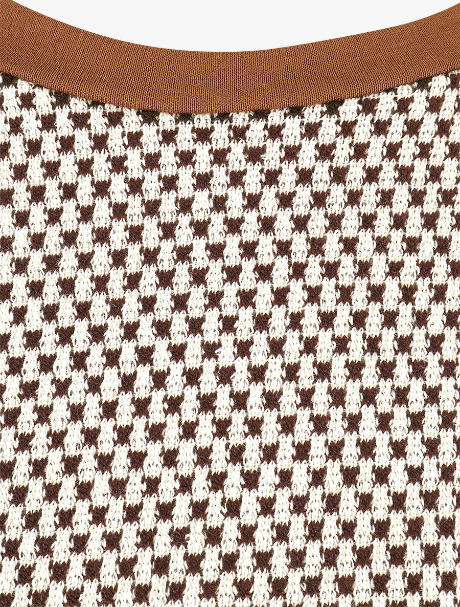 Pull fin à boutons décoratifs aux manches - Marron - 3