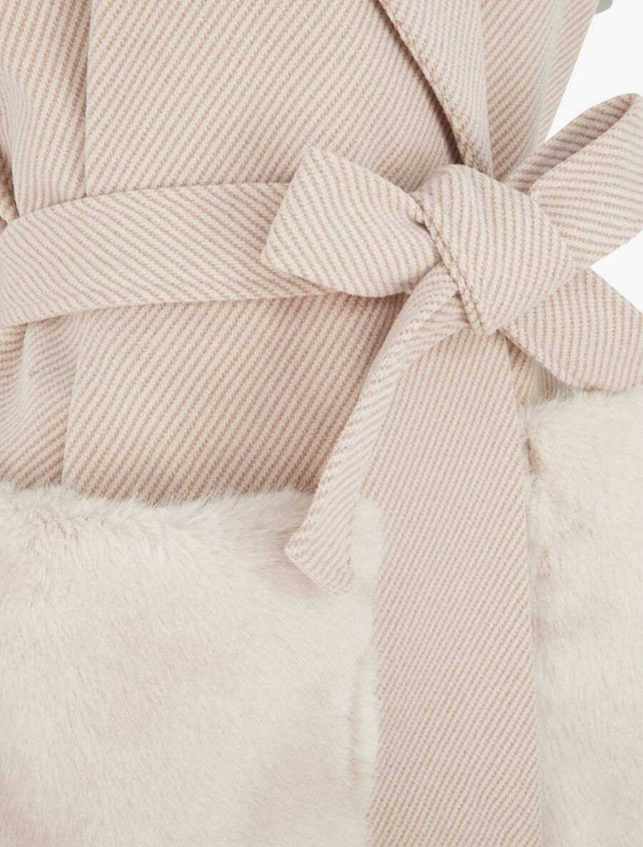 Veste à empiècement fourrure synthétique effet fausses poches - Beige - 3
