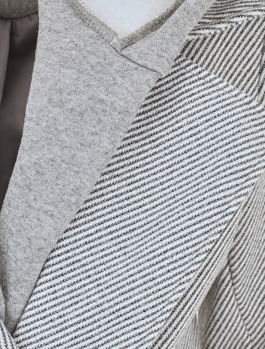 Manteau à empiècement style sweat - Gris - 3