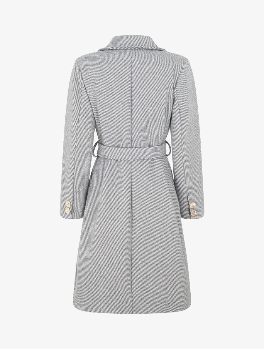 Manteau long à boutons décoratifs dorés - Gris/noir - 2