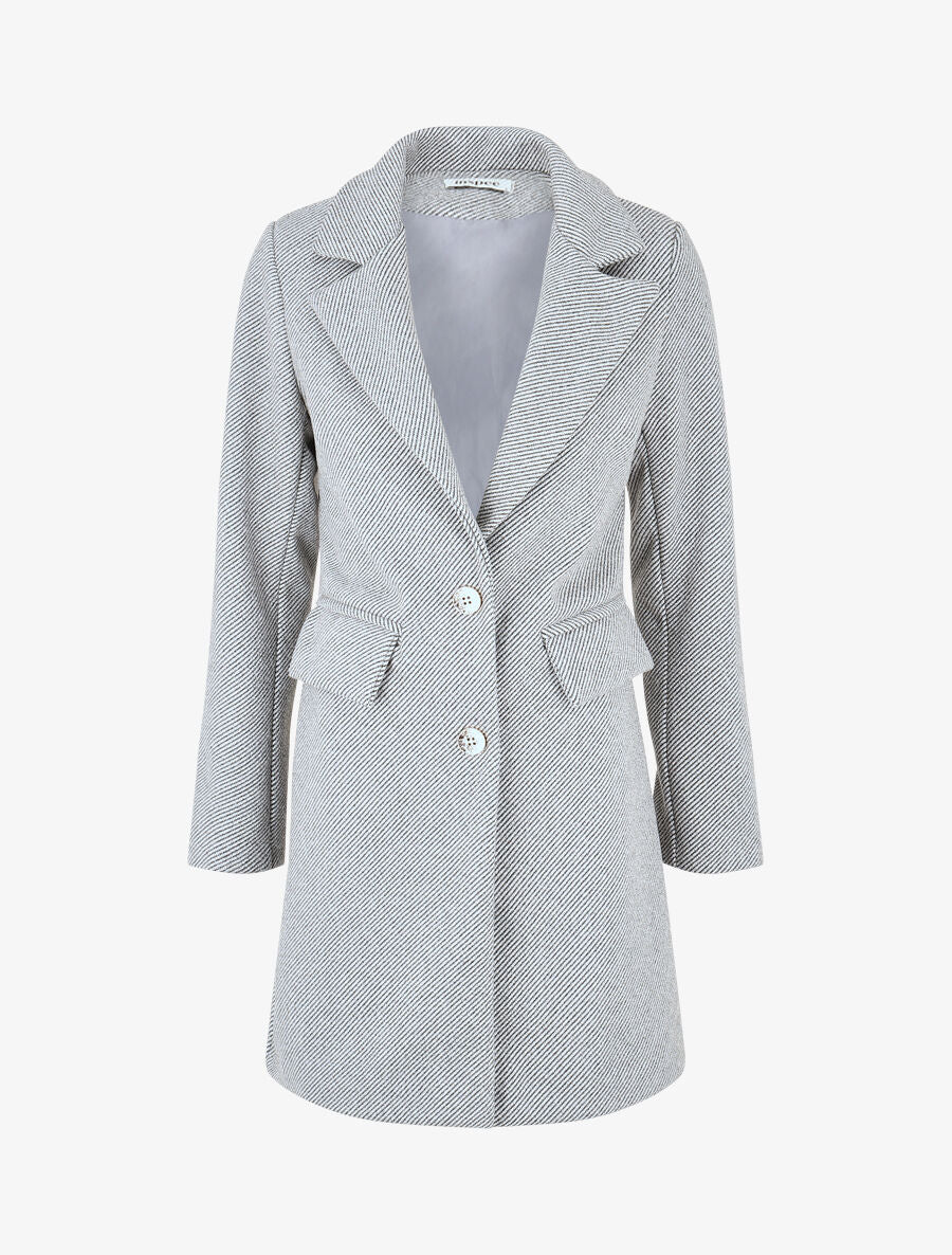 Manteau texturé à boutons décoratifs dorés - Gris/noir - 5