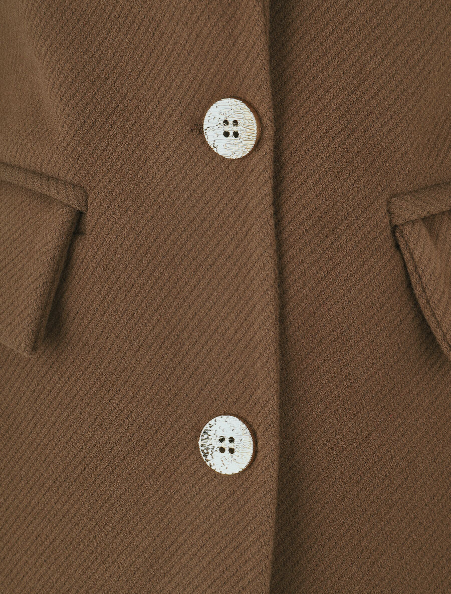 Manteau texturé à boutons décoratifs dorés - Marron - 3