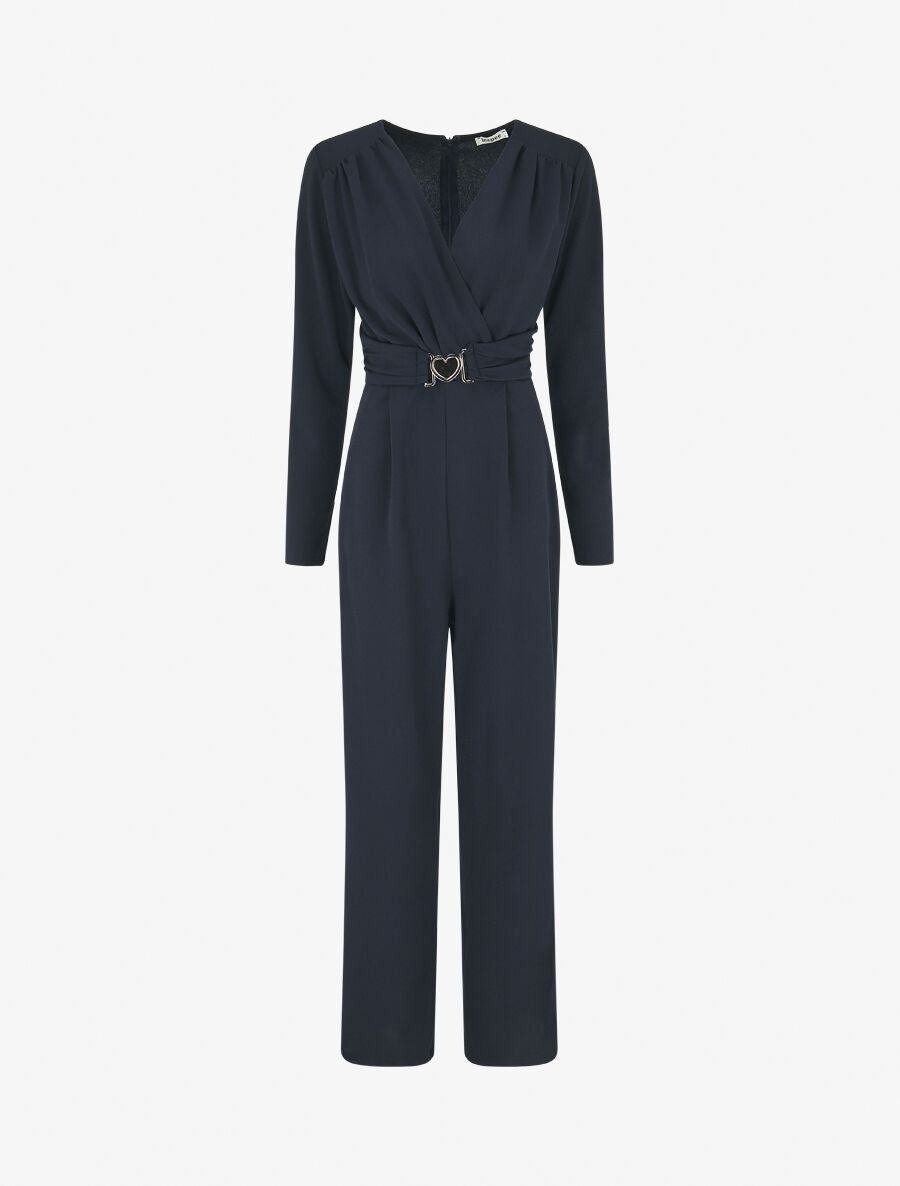 Combinaison unie à empiècement métal style coeur - Marine - 1