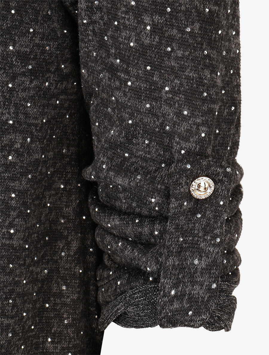 Pull fin superposé et strassé - Noir chiné - 3