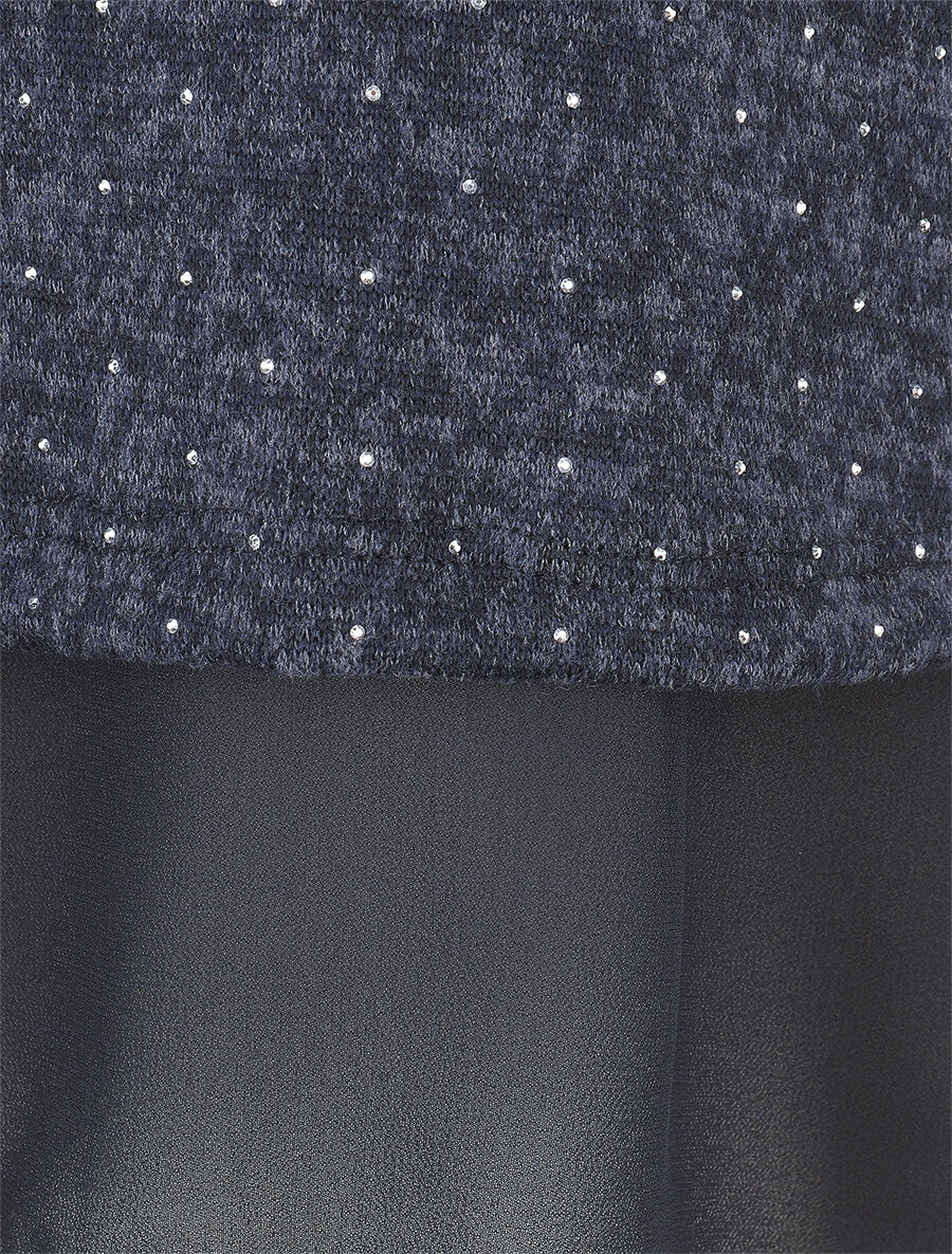 Pull fin superposé et strassé - Bleu chiné - 3