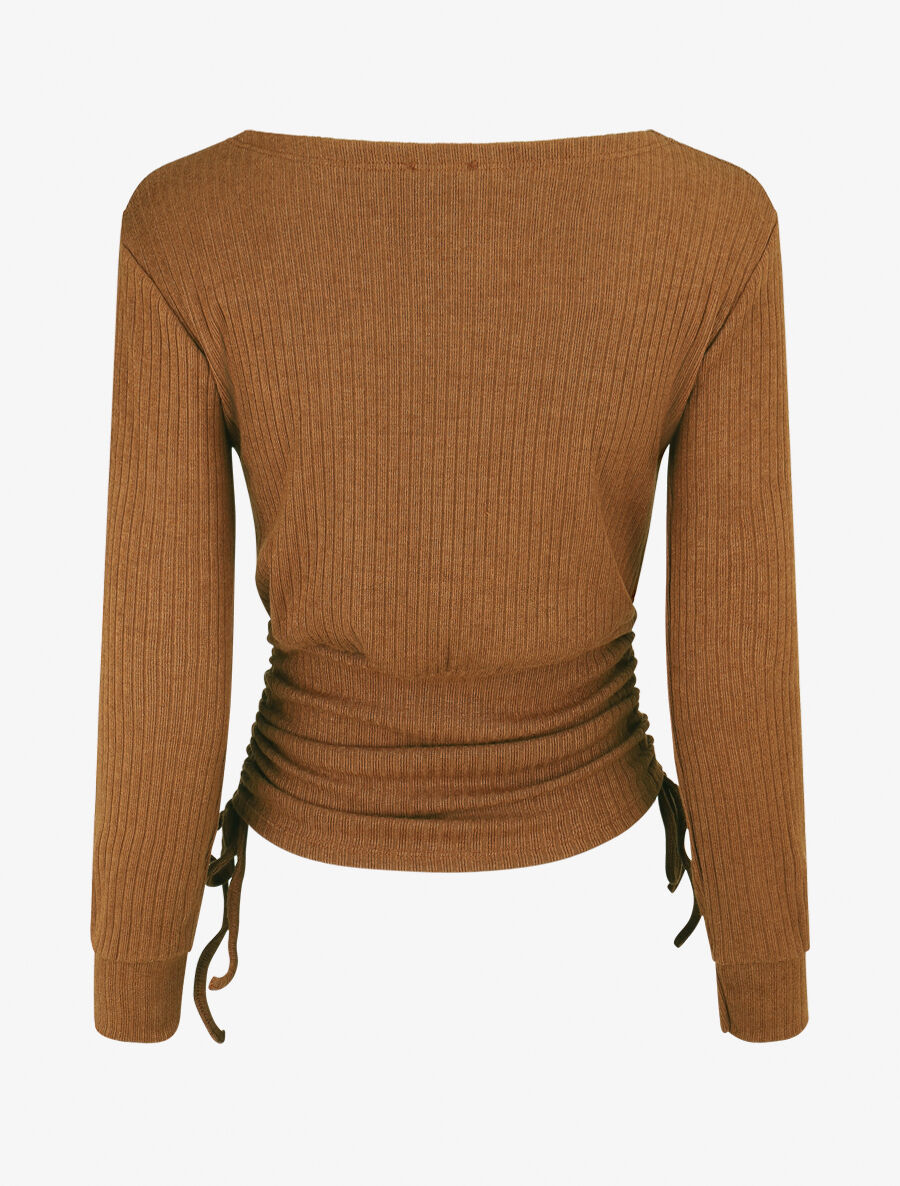 Pull fin côtélé ajustable - Camel - 2