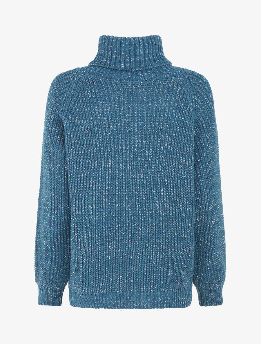 Pull uni en maille irisé - Bleu canard - 2