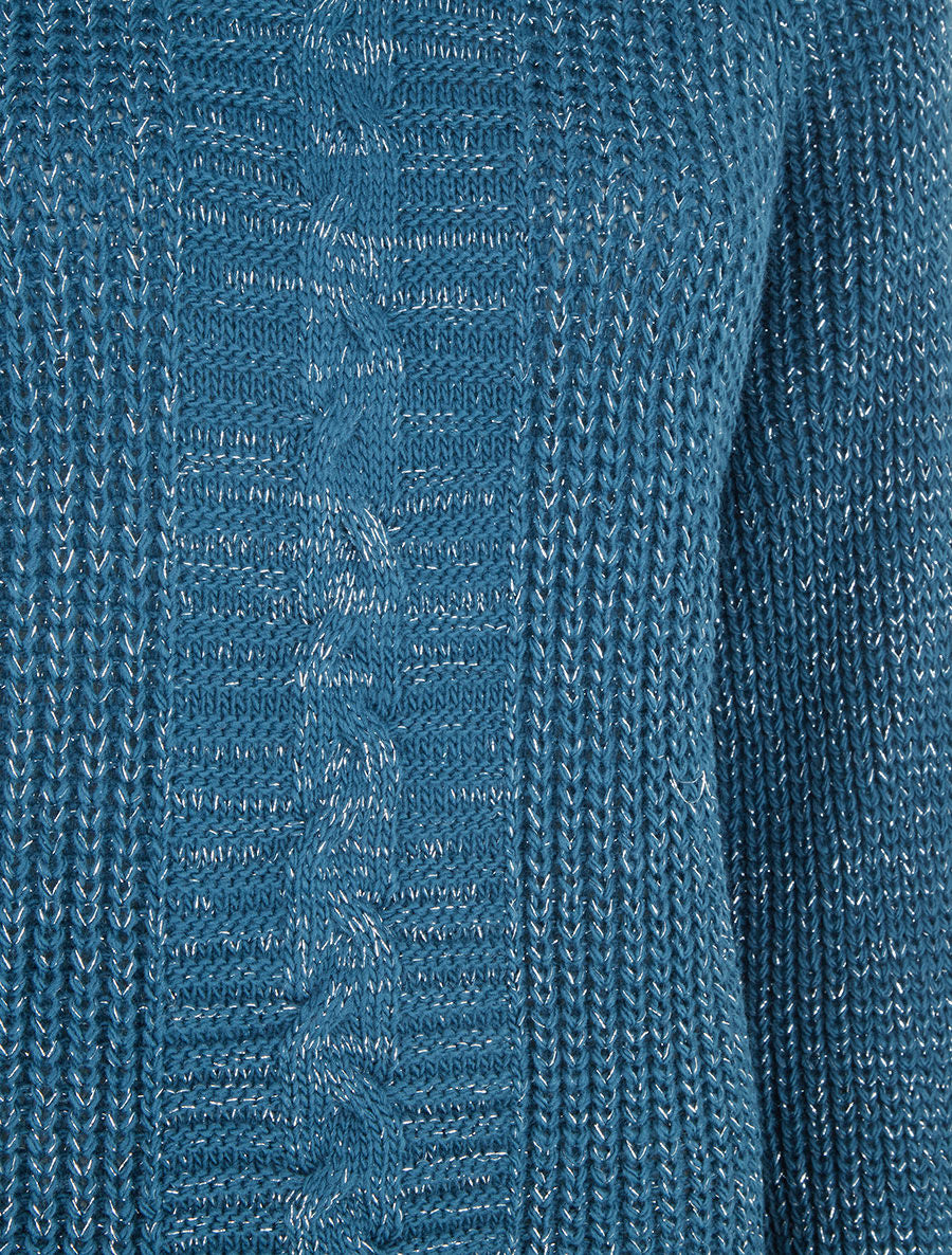 Pull uni en maille irisé - Bleu canard - 3