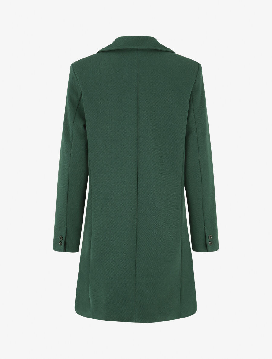 Manteau strié à col cranté - Vert sapin - 2