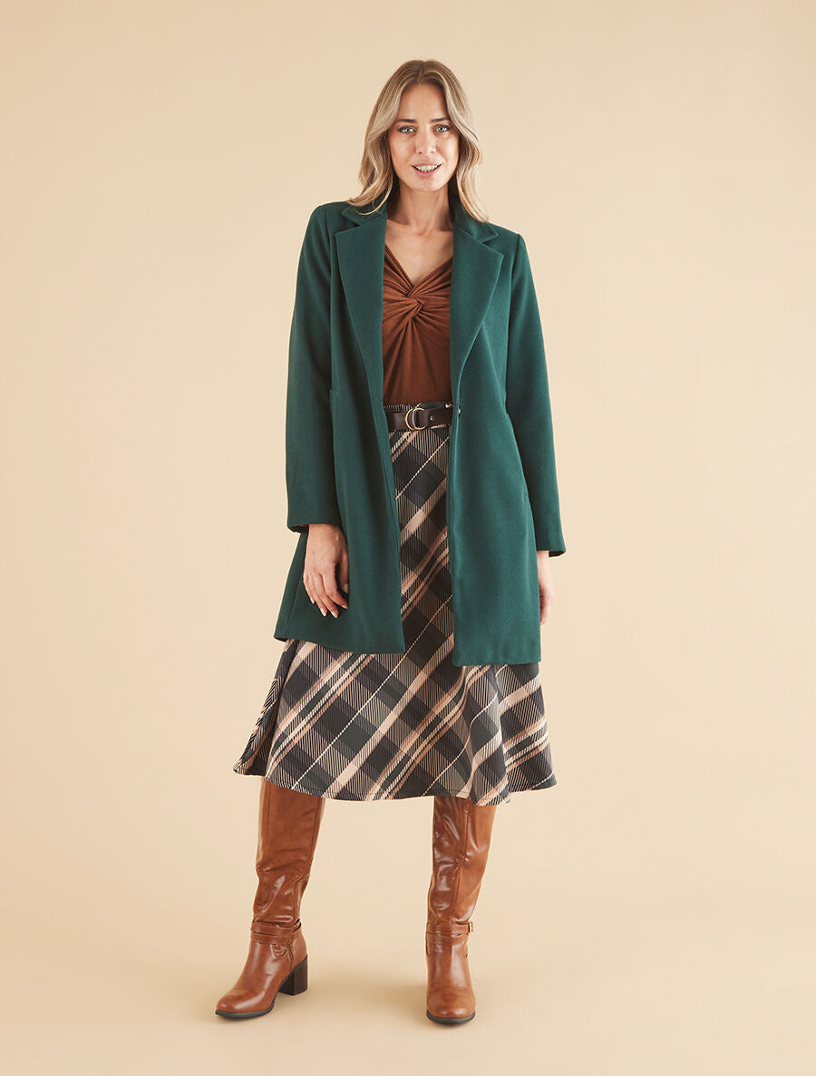 Manteau strié à col cranté - Vert sapin - 4